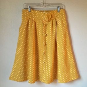 Yellow and white polka dot ModCloth skirt